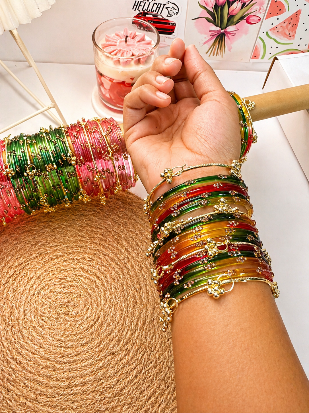 Multicolor Kashmiri Bangles Set